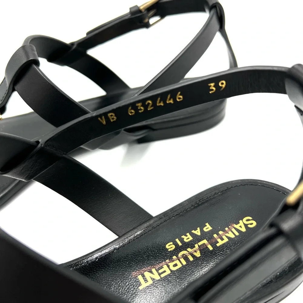 Yves Saint Laurent Black and Gold Sandals - Picture 5 of 7